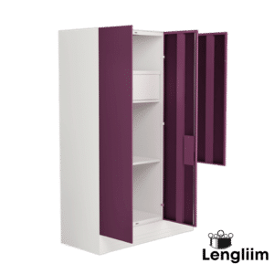 Godrej Interio Slimline Blend (Textured Soft Purple) Front Angle View with Doors Open