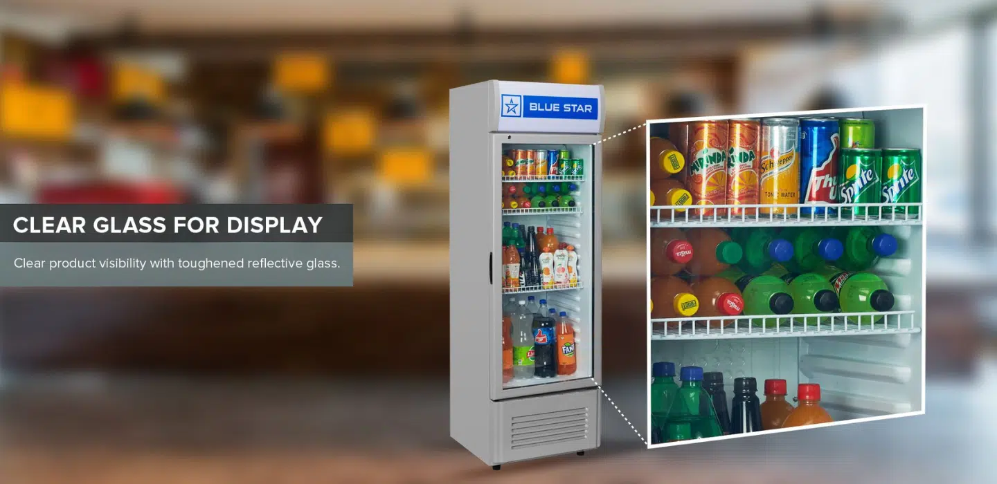 Blue Star 250 Liters Visi Cooler (VC250GD) Clear Glass for Display