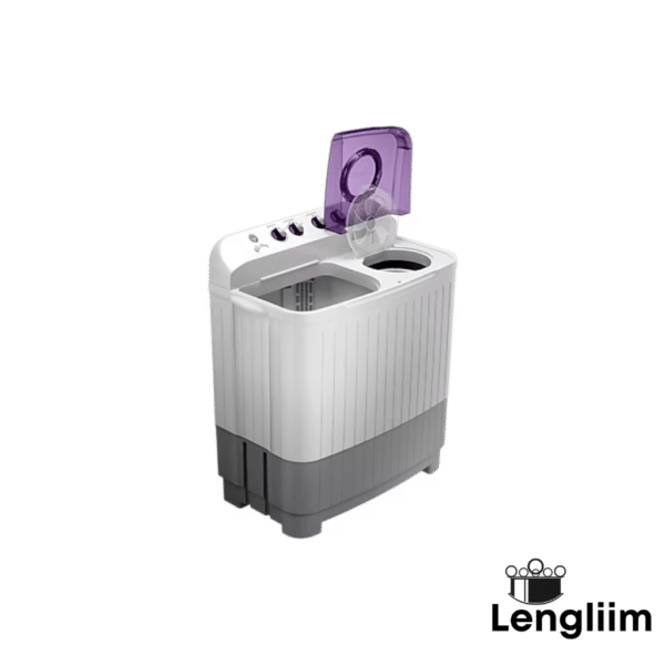 Samsung 7 Kg Semi-Automatic Washing Machine (Violet Lid, WT70M3200HL) Front Angle Lids Open View