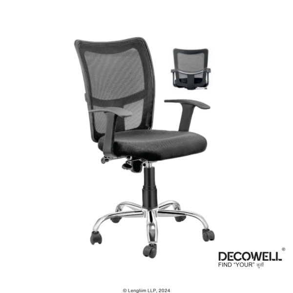 Decowell DC 62 Medium Back Mesh Office Chair Front Angle View