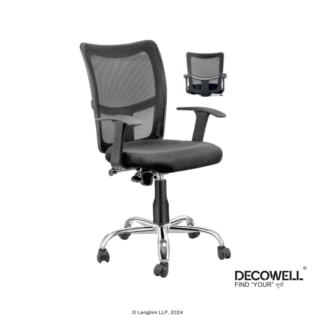 Decowell DC 62 Medium Back Mesh Office Chair Front Angle View
