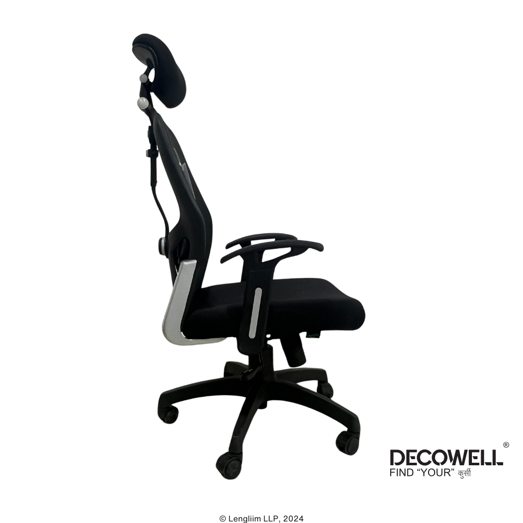 Dolphin DF 82 Mesh Office Chair (Adjustable Arms) Right View Low