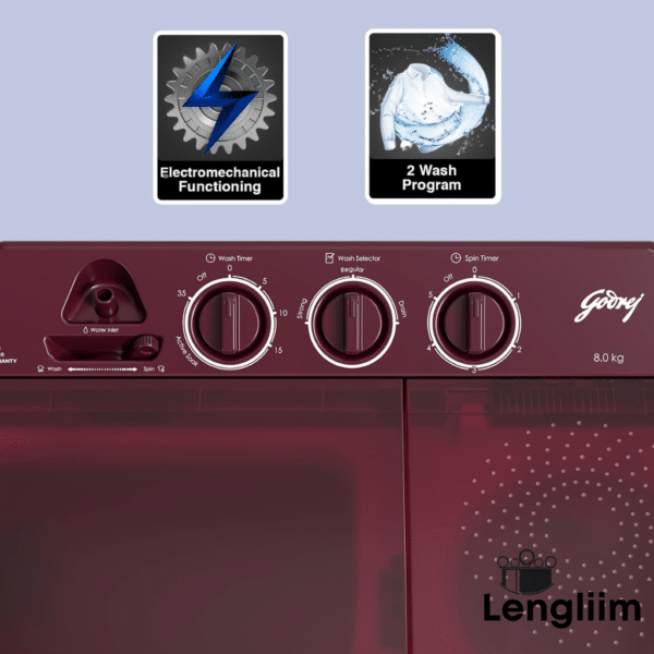 Godrej Edge Classic 8 Kg Semi Automatic Washing Machine (Red, WS EDGE CLS 80 5.0 SN2 M WNRD) Control Panel