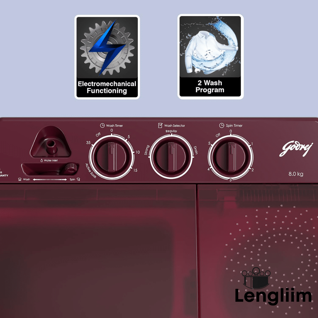Godrej Edge Classic 8 Kg Semi Automatic Washing Machine (Red, WS EDGE CLS 80 5.0 SN2 M WNRD) Control Panel