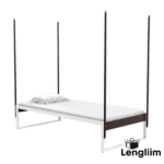 Godrej Interio EQ Slatted Base Single Bed With Net Rod (Brown) Front Angle View