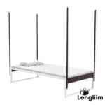 Godrej Interio EQ Slatted Base Single Bed With Net Rod (Brown) Front Angle View