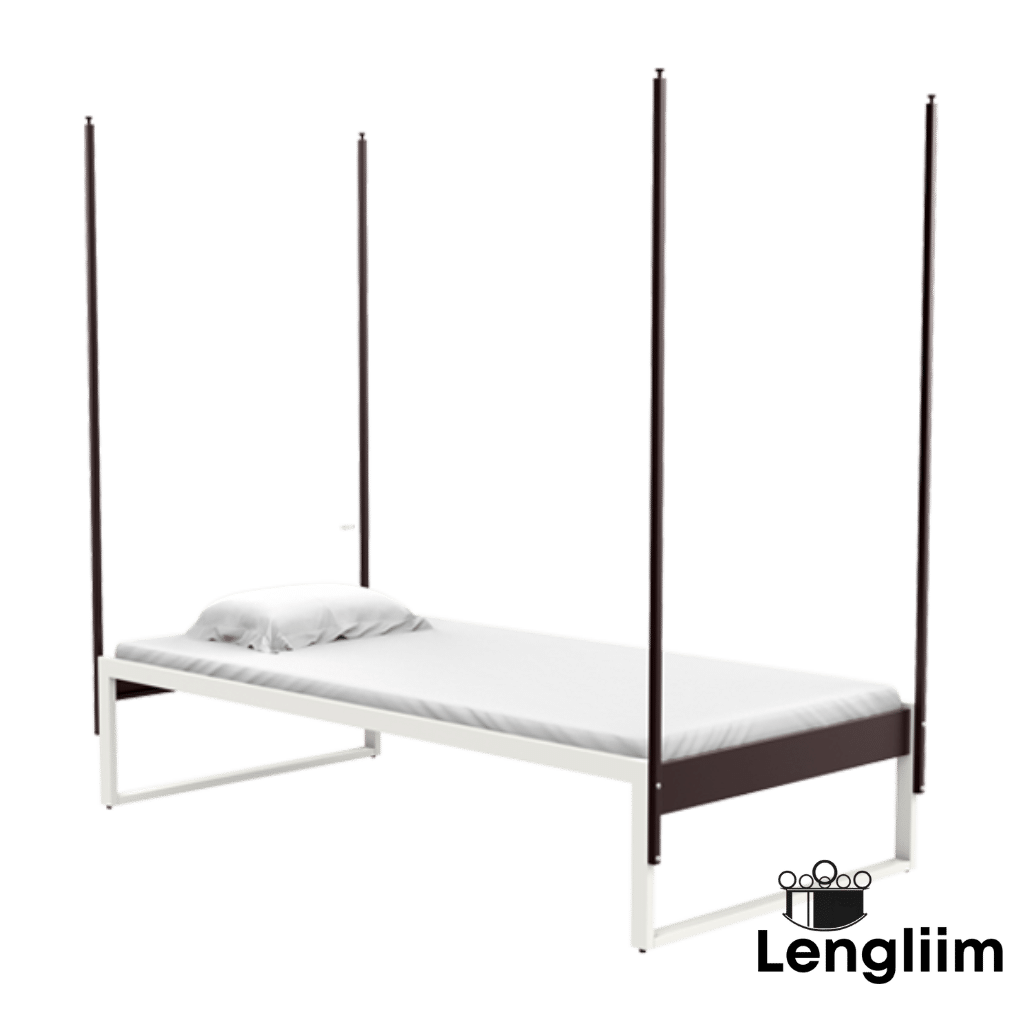 Godrej Interio EQ Slatted Base Single Bed With Net Rod (Brown) Front Angle View