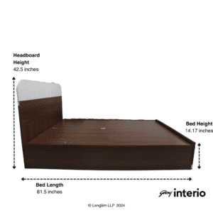 Godrej Interio Grove V2 Queen Size Bed (Pull-Out Storage, Brown) Dimensions B