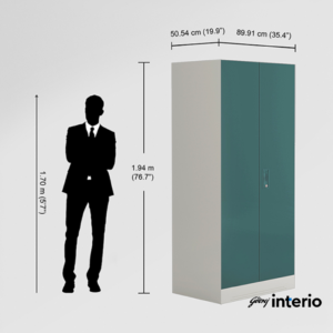 Godrej Interio Slimline 2 Door Almirah (4 Shelves, Textured Sea Pine) Exterior Dimensions