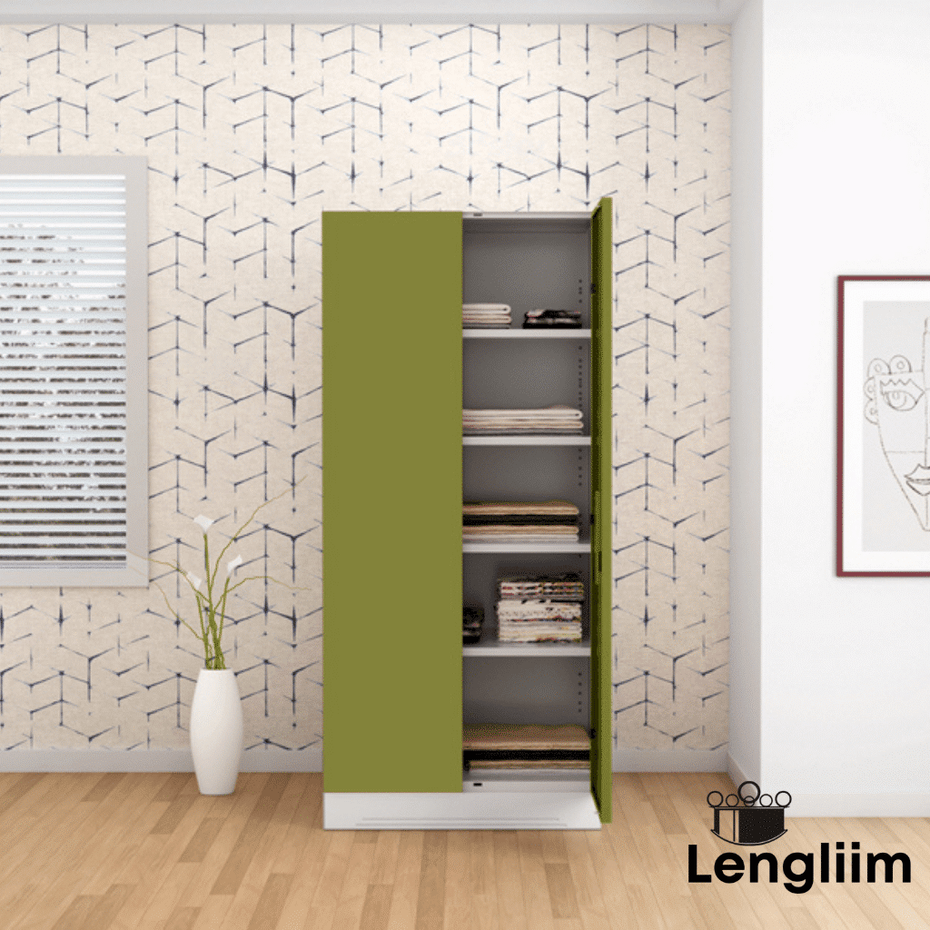 Godrej Interio Slimline 2 Door Almirah (4 Shelves, Textured Leaf Green) Front View