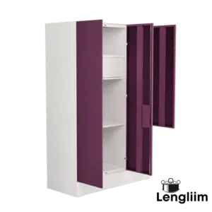 Godrej Interio Slimline Blend (Textured Soft Purple) Front Angle View with Doors Open