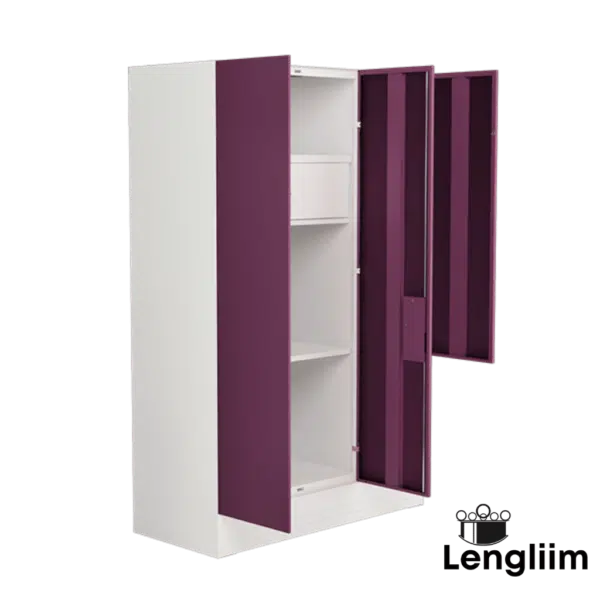 Godrej Interio Slimline Blend (Textured Soft Purple) Front Angle View with Doors Open