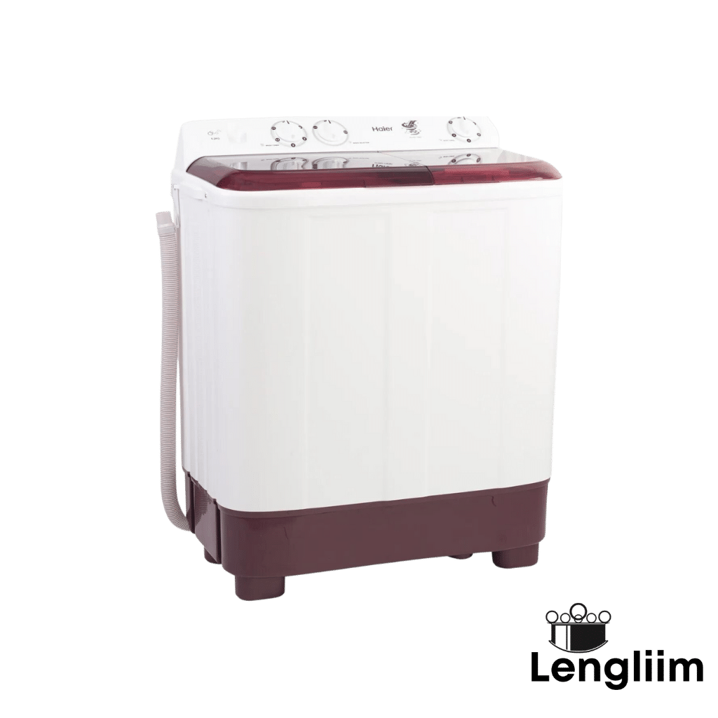 Haier 7 Kg Semi Automatic Washing Machine (Red, HTW701187BTN) Front Angle View RTL