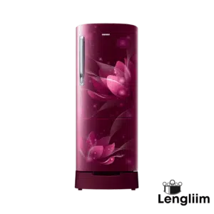 Samsung 183 Liters 2 Star Single Door Fridge (Base Stand, Blooming Saffron Red, RR20C2812R8) Front View