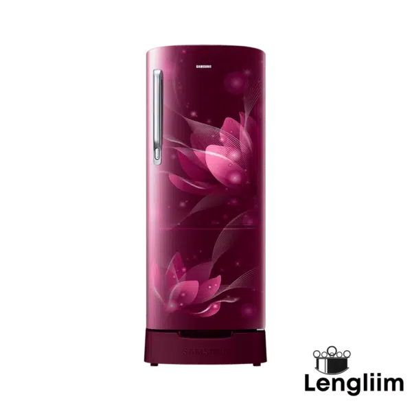 Samsung 183 Liters 2 Star Single Door Fridge (Base Stand, Blooming Saffron Red, RR20C2812R8) Front View