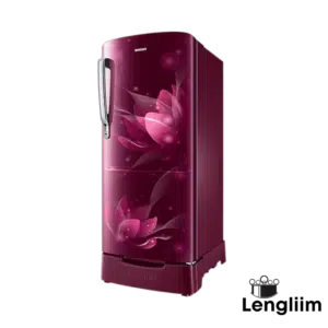 Samsung 183 Liters 2 Star Single Door Fridge (Base Stand, Blooming Saffron Red, RR20C2812R8) Front Angle View
