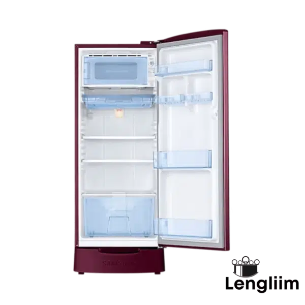 Samsung 183 Liters 2 Star Single Door Fridge (Base Stand, Blooming Saffron Red, RR20C2812R8) Front Open Door View