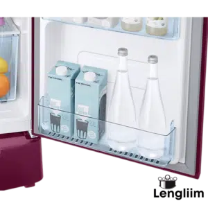 Samsung 183 Liters 2 Star Single Door Fridge (Base Stand, Blooming Saffron Red, RR20C2812R8) Door Bottom Rack View