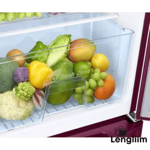 Samsung 183 Liters 2 Star Single Door Fridge (Base Stand, Blooming Saffron Red, RR20C2812R8) Vegetable Box View
