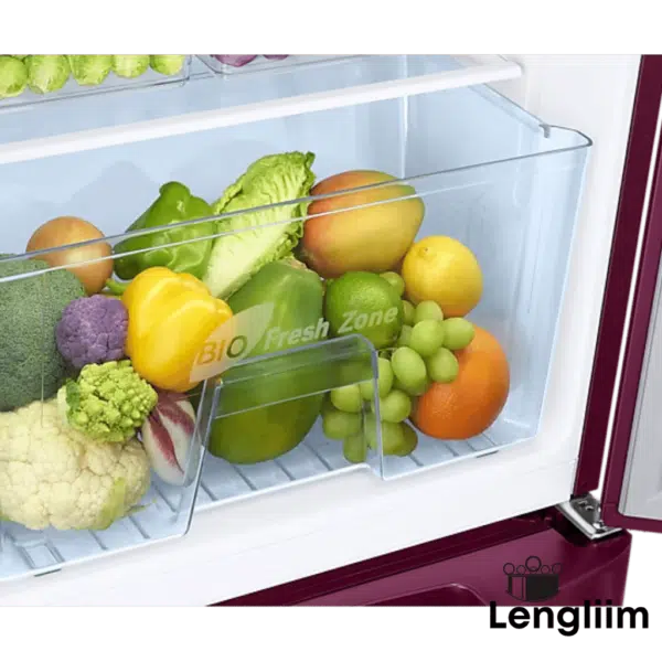 Samsung 183 Liters 2 Star Single Door Fridge (Base Stand, Blooming Saffron Red, RR20C2812R8) Vegetable Box View