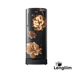 Samsung 183L 3 Star Single Door Fridge (Base Stand, Camellia Black, RR20C2823CB) Front View