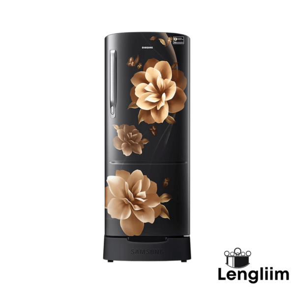 Samsung 183L 3 Star Single Door Fridge (Base Stand, Camellia Black, RR20C2823CB) Front View