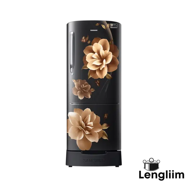 Samsung 183L 3 Star Single Door Fridge (Base Stand, Camellia Black, RR20C2823CB) Front View
