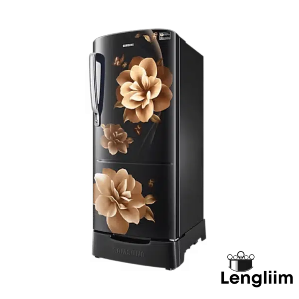 Samsung 183L 3 Star Single Door Fridge (Base Stand, Camellia Black, RR20C2823CB) Front Angle View
