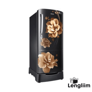 Samsung 183L 3 Star Single Door Fridge (Base Stand, Camellia Black, RR20C2823CB) Front Left Angle View