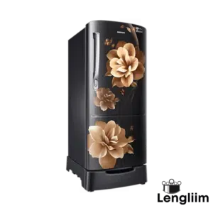 Samsung 183L 3 Star Single Door Fridge (Base Stand, Camellia Black, RR20C2823CB) Front Left Angle View