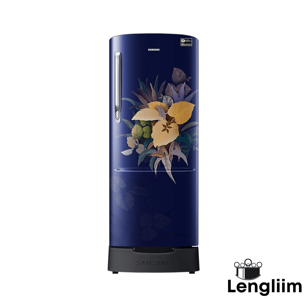 Samsung 183 Liters 3 Star Single Door Fridge (Base Stand, Urban Tropical Blue, RR20C2823VB) Front View