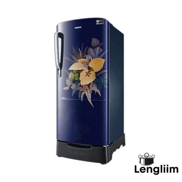 Samsung 183 Liters 3 Star Single Door Fridge (Base Stand, Urban Tropical Blue, RR20C2823VB) Side Angle View