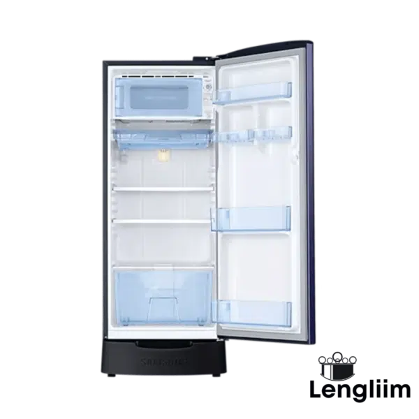 Samsung 183 Liters 3 Star Single Door Fridge (Base Stand, Urban Tropical Blue, RR20C2823VB) Door Open View