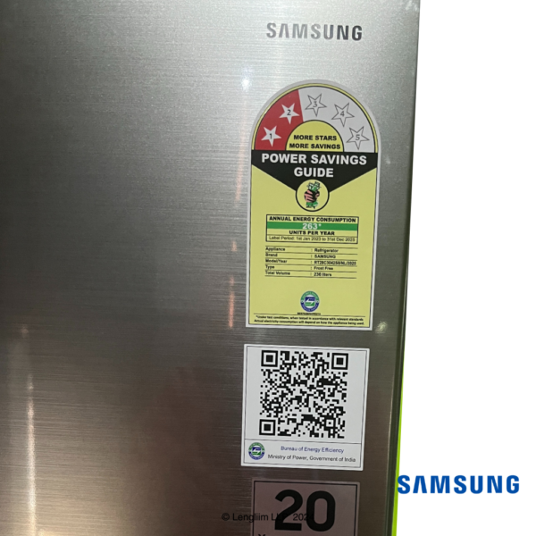 Samsung 236 Liters 2 Star Double Door Frdige (Elegant Inox, RT28C3042S8) Real Star Rating