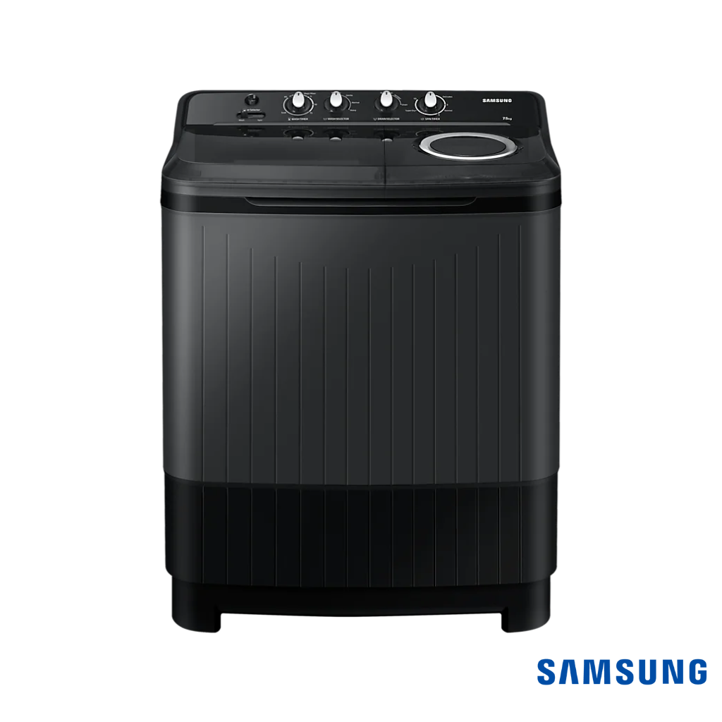 Samsung 7.5 Kg Semi-Automatic Washing Machine (Dark Gray, WT75B3200GD) Front View