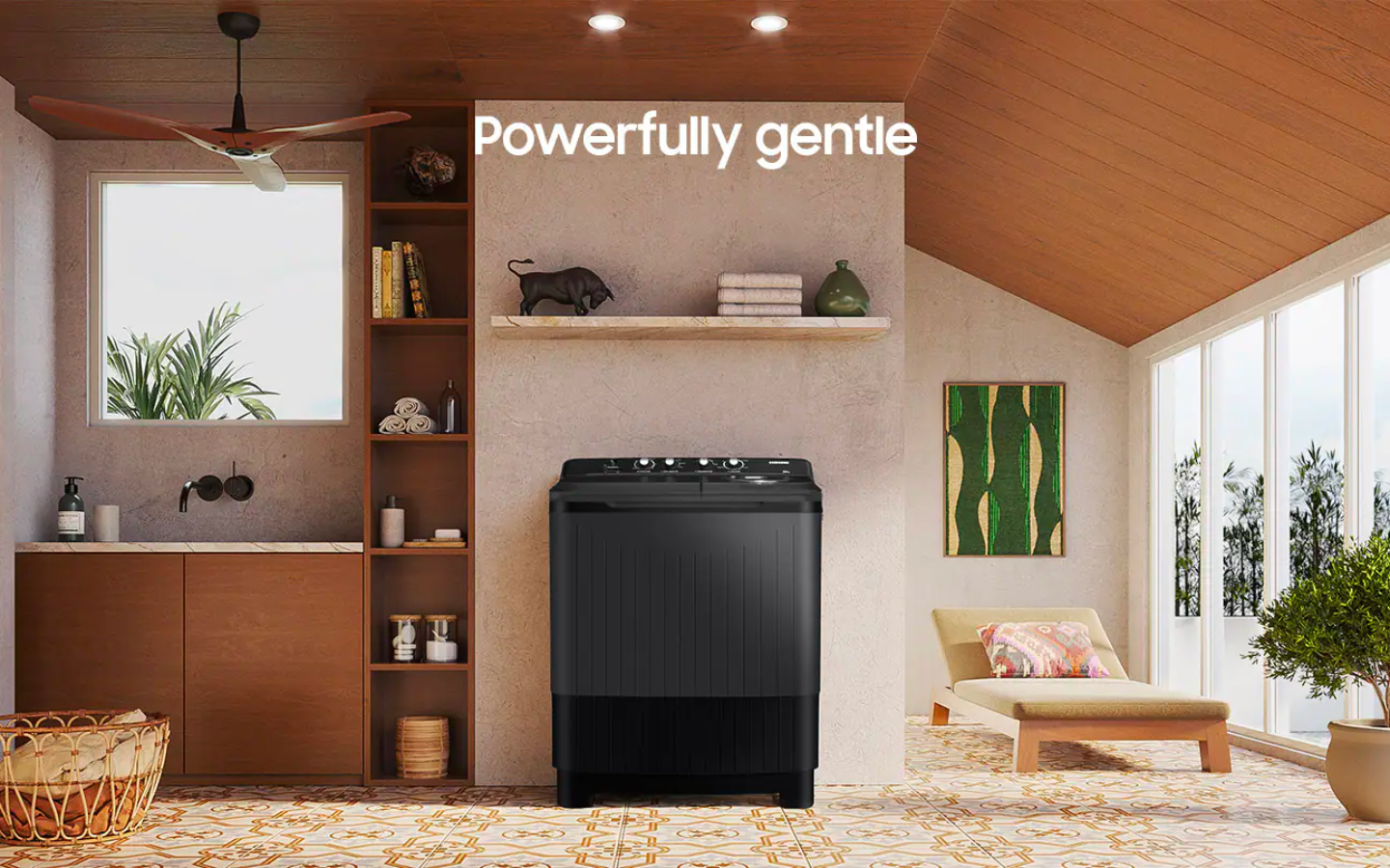 Samsung 7.5 Kg Semi-Automatic Washing Machine (Dark Gray, WT75B3200GD) Powerfully Gentle