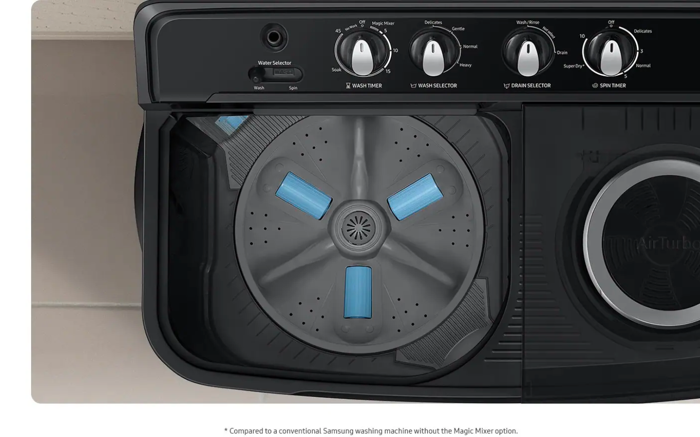 Samsung 7.5 Kg Semi-Automatic Washing Machine (Dark Gray, WT75B3200GD) Magic Mixer