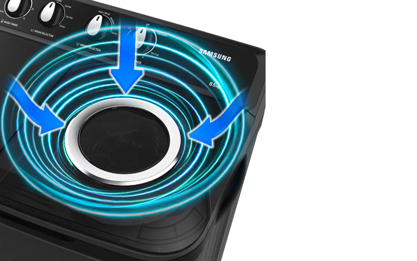 Samsung 7.5 Kg Semi-Automatic Washing Machine (Dark Gray, WT75B3200GD) Air Turbo Drying