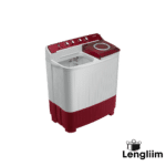 Samsung 7.5 Kg Semi-Automatic Washing Machine (Red Base, WT75B3200RR) Front Angle Lid Open View