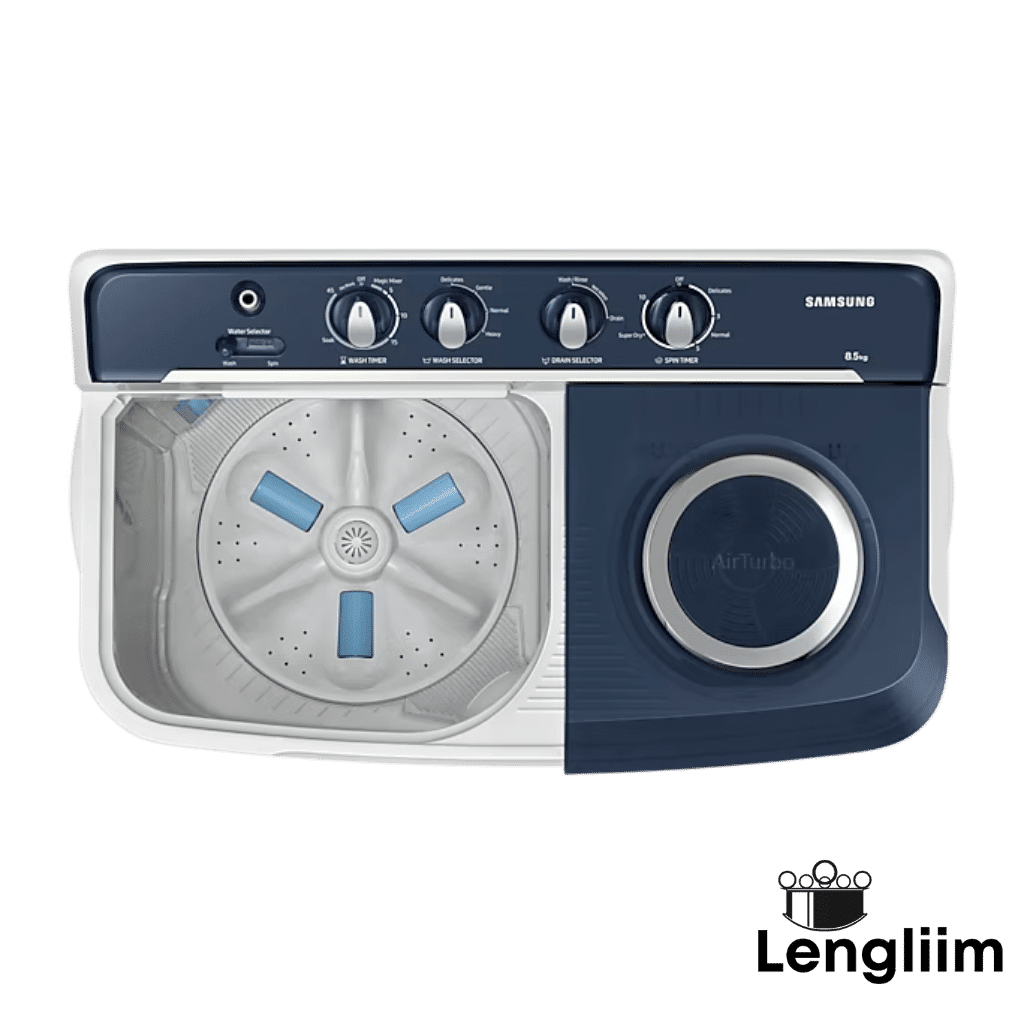 Samsung 8.5 Kg Semi-Automatic Washing Machine (Blue Lid, WT85B4200LL) Top View