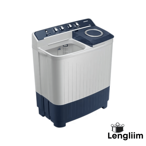 Samsung 8.5 Kg Semi-Automatic Washing Machine (Blue Lid, WT85B4200LL) Front Angle Lid Open View