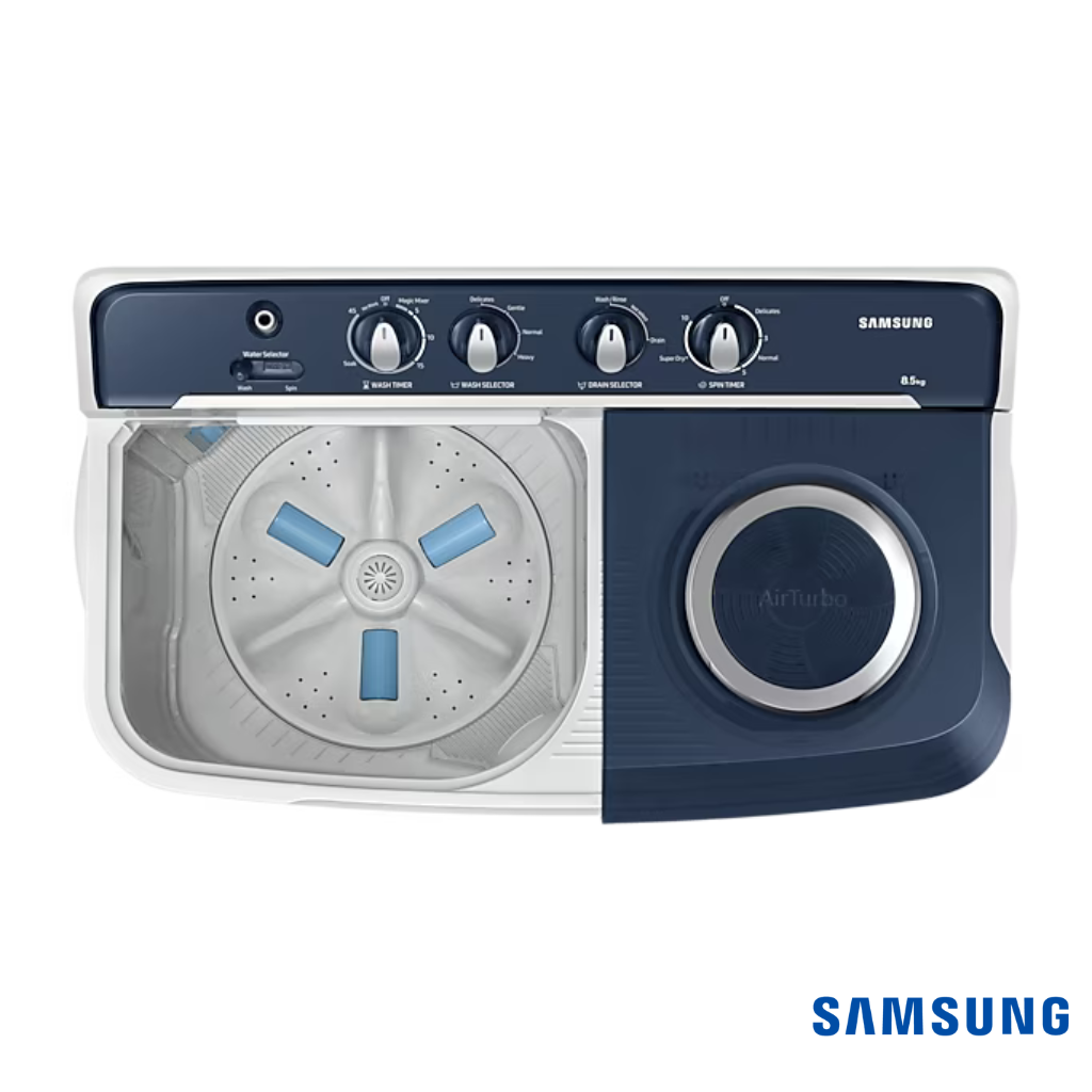 Samsung 9.5 Kg Semi-Automatic Washing Machine (Blue Lid, WT95A4200LL) Top View