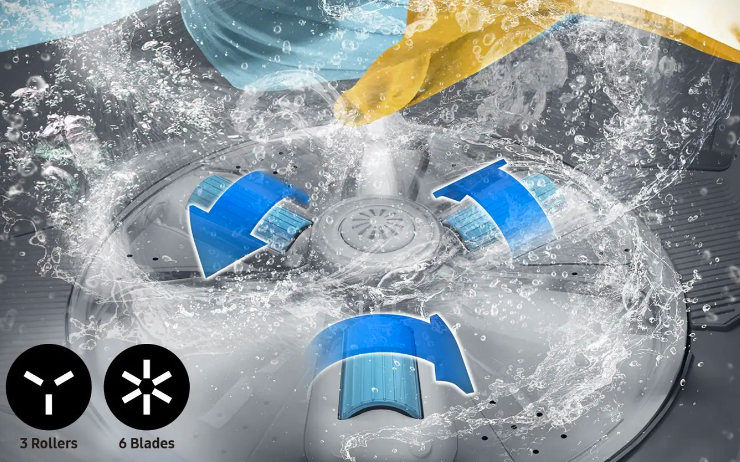 Samsung 9.5 Kg Semi-Automatic Washing Machine (Blue Lid, WT95A4200LL) Hexa Storm Pulsator