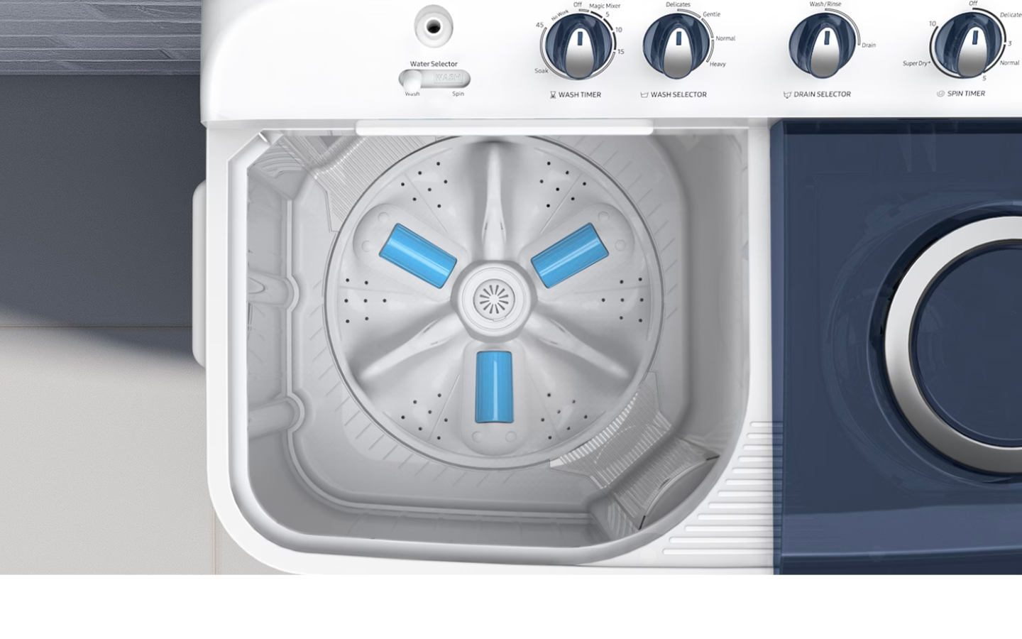 Samsung 9.5 Kg Semi-Automatic Washing Machine (Blue Lid, WT95A4200LL) Magic Mixer