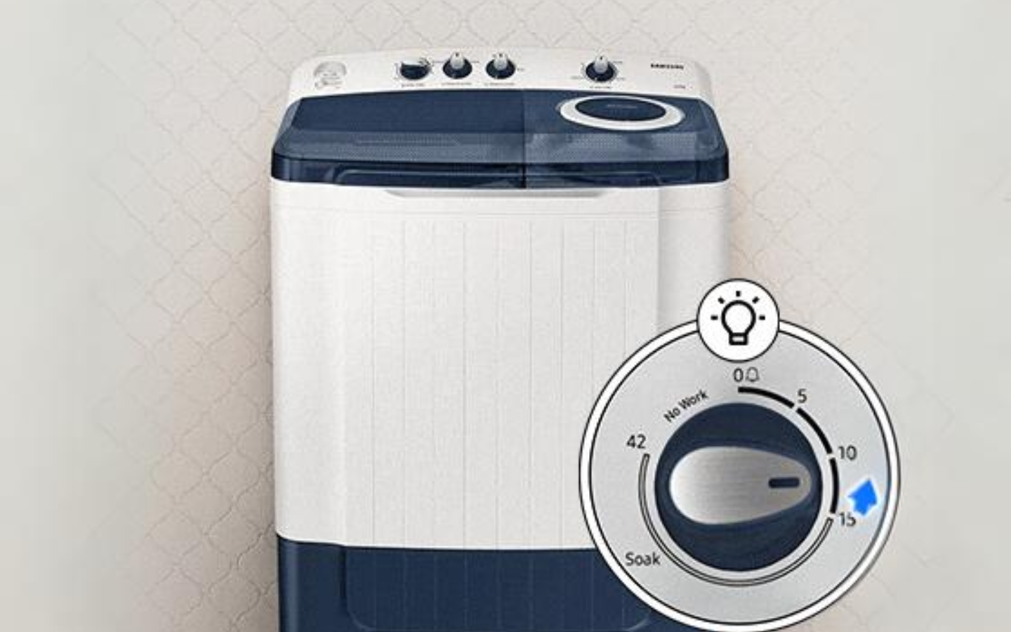 Samsung 9.5 Kg Semi-Automatic Washing Machine (Blue Lid, WT95A4200LL) Auto Restart