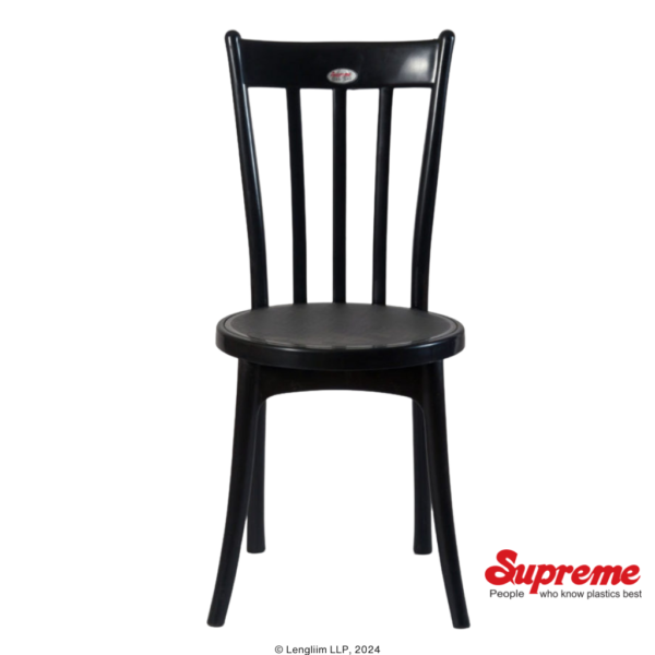 Supreme Furniture Antik Plastic Chair (Black/Metallic Grey) Front View