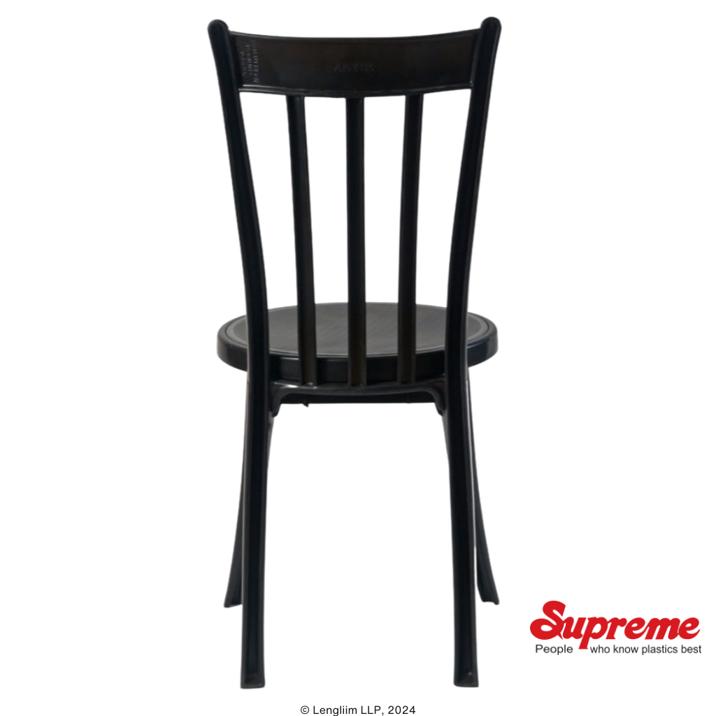 Supreme Furniture Antik Plastic Chair (Black/Metallic Grey) Back View