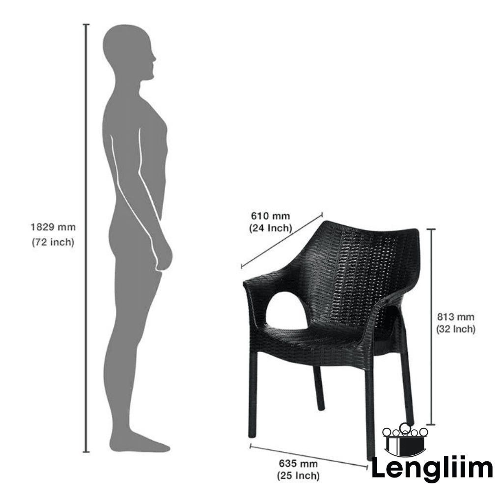 Supreme Furniture Cambridge Plastic Chair (Black) Dimensions