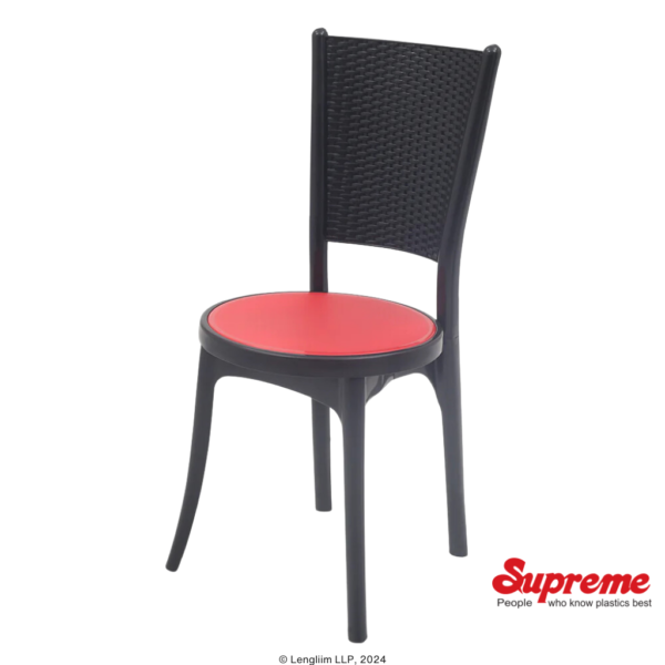 Supreme Furniture Iris Plastic Chair (Black/Red) Front Angle View