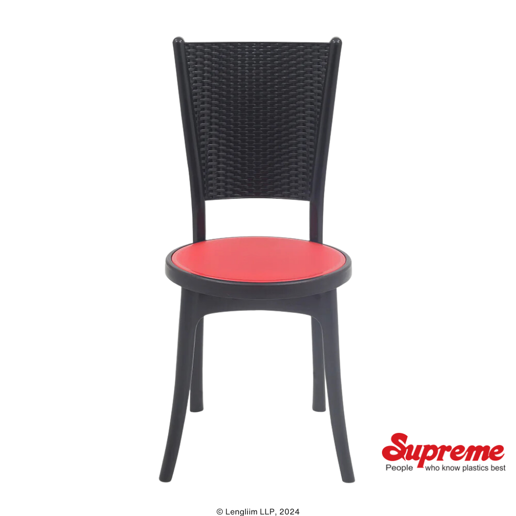 Supreme Furniture Iris Plastic Chair (Black/Red) Front View
